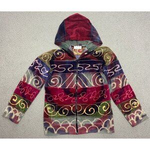Y2K Patchwork Jacket Velvet Purple Multicolor Boho Hippie